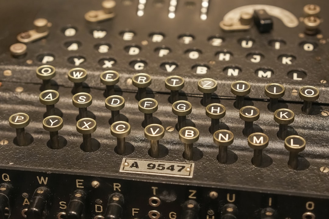 Close up of an old enigma machine keyboard
