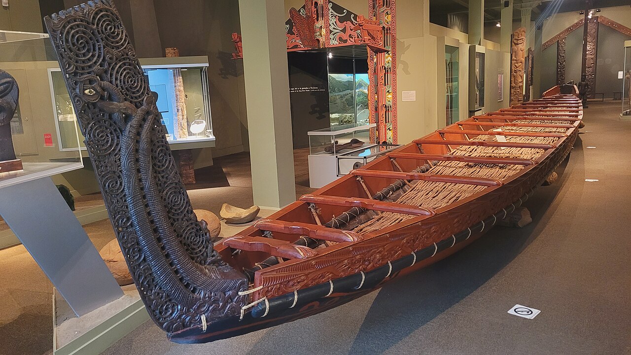 Te Paranihi, a Māori waka taua (war canoe) from the Otago Musuem Made in 1840 in Whanganui River Valley for Paturomu, a chief based at Koroniti. It wa