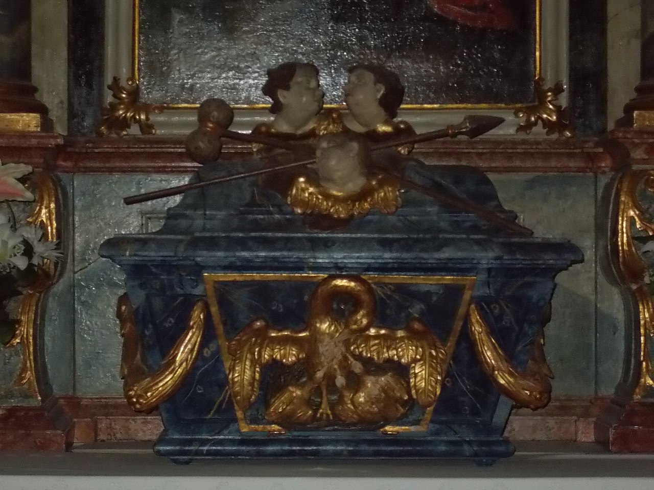 : Our Lady Cistercian abbey church, interior. Altar, Reliquary chest. - Bélapátfalva, Heves County, Hungary.