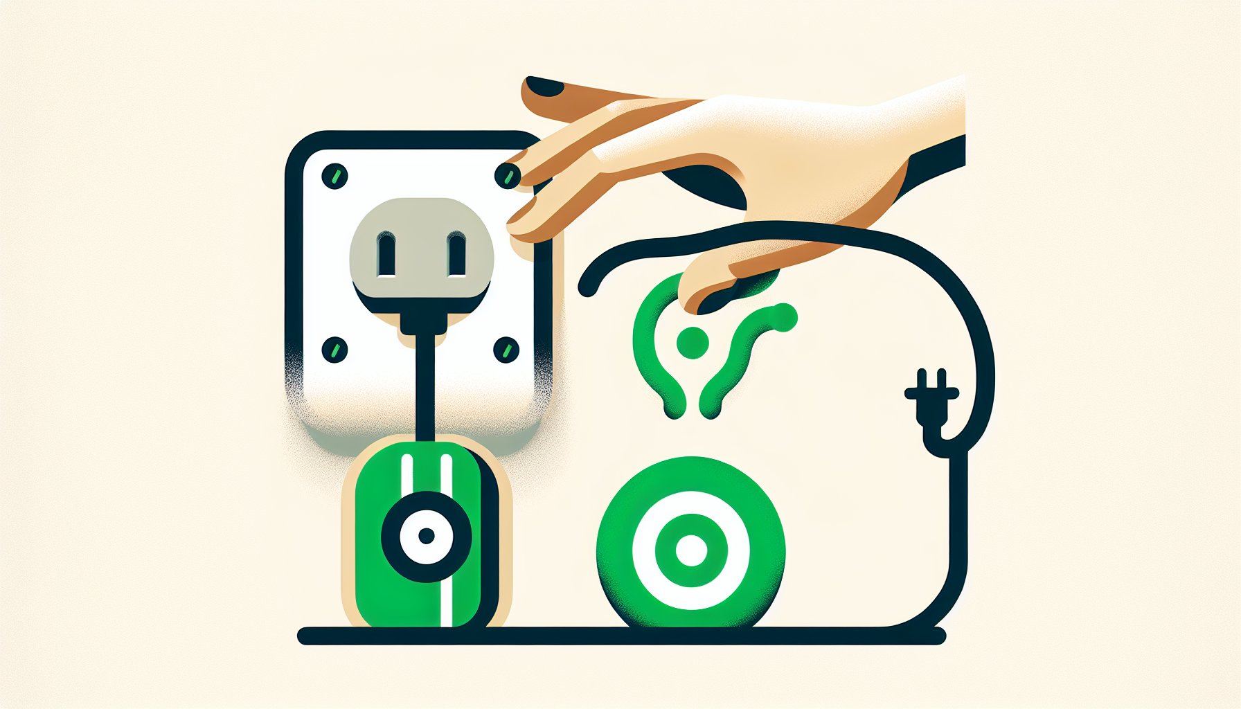 Minimalist illustration of a stylized AI-swirl plug being pulled from a wall socket marked with a small surveillance camera icon, symbolizing disconnecting from surveillance AI.