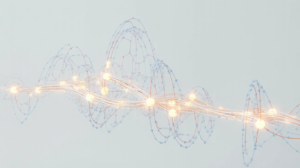 Abstract research-map style illustration of neural network training dynamics and scientific structure.