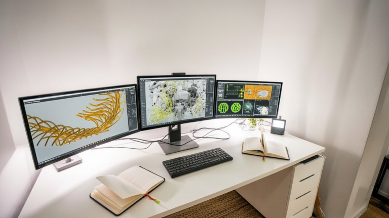 A modern workstation set up for running local AI models