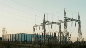 AI data center next to an electrical substation