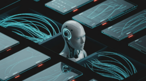 Editorial illustration of an AI system stack with multiple input channels and warning signals