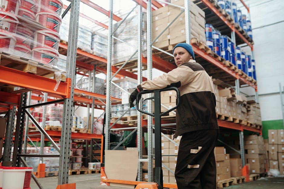 Warehouse worker wearing a wearable camera in a fulfillment setting