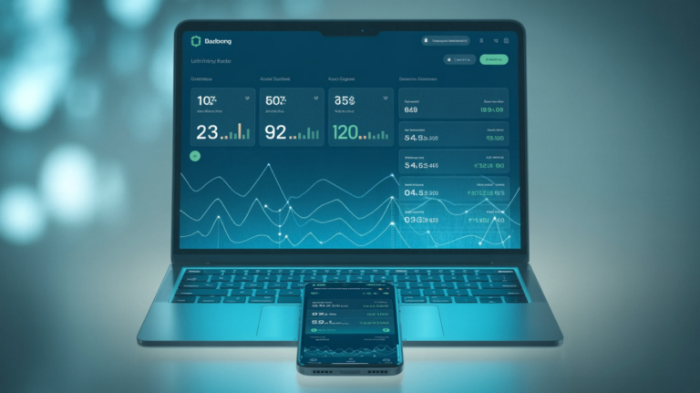 A modern online banking dashboard showing linked accounts and financial summaries.