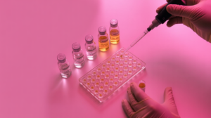Editorial lab scene representing mRNA vaccine research