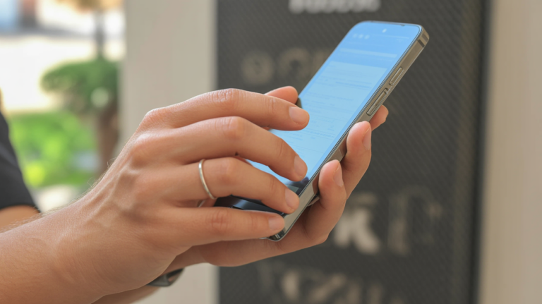 A smartphone displaying a short-video feed in a dark, editorial setting