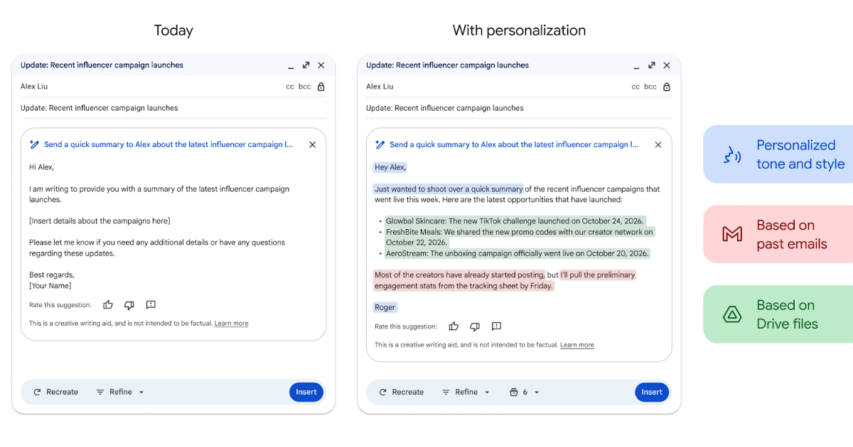 Gmail pushes deeper into personalized writing help