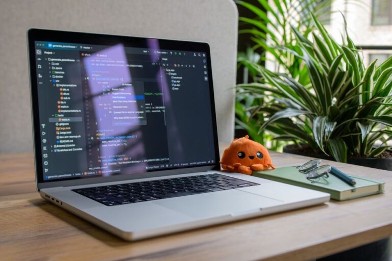 A software developer workspace suggesting AI coding agent workflows