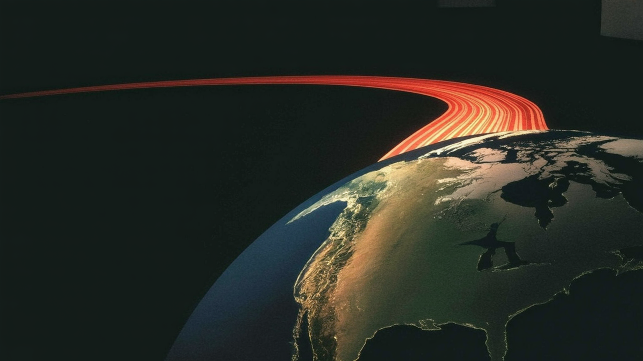 Editorial map-style illustration of the Gulf Stream and North Atlantic Current flowing toward Europe.