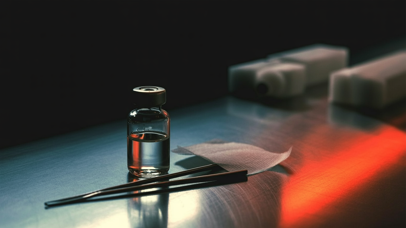recombinant human insulin: An insulin vial in a laboratory setting