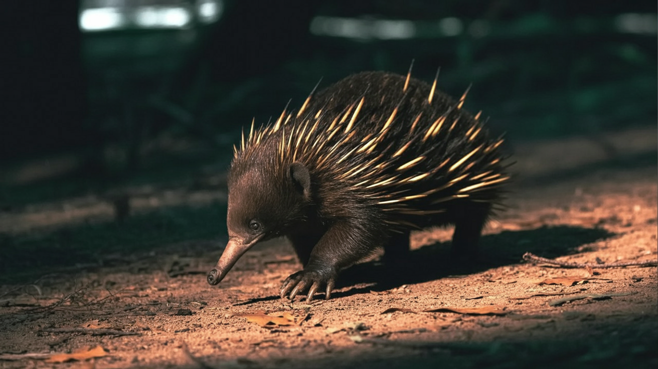 echidna penis: A short-beaked echidna walking on the ground