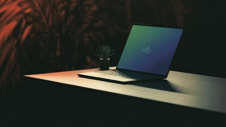 local llms: Laptop running a local AI assistant in a private workspace