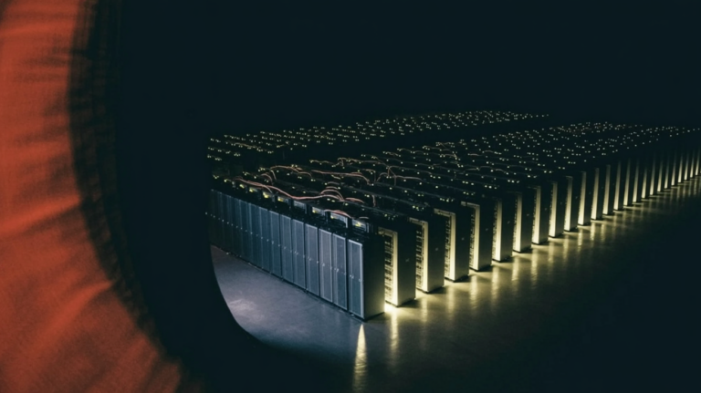 aws trainium: Rows of servers inside a modern data center