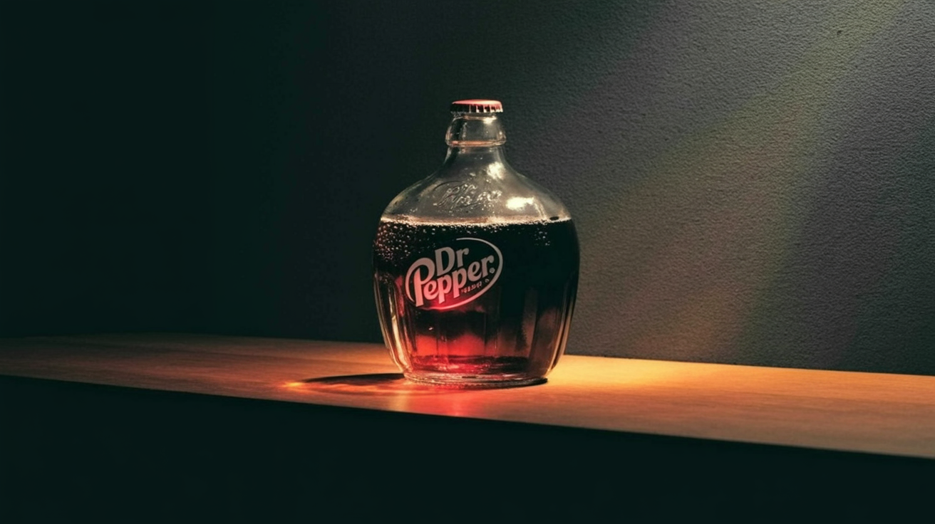 Vintage Dr Pepper bottle on a dark background