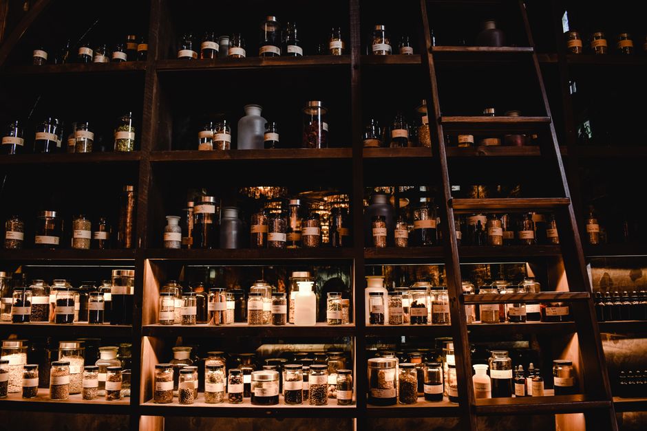 An old apothecary display to illustrate European medicinal cannibalism and early modern remedies