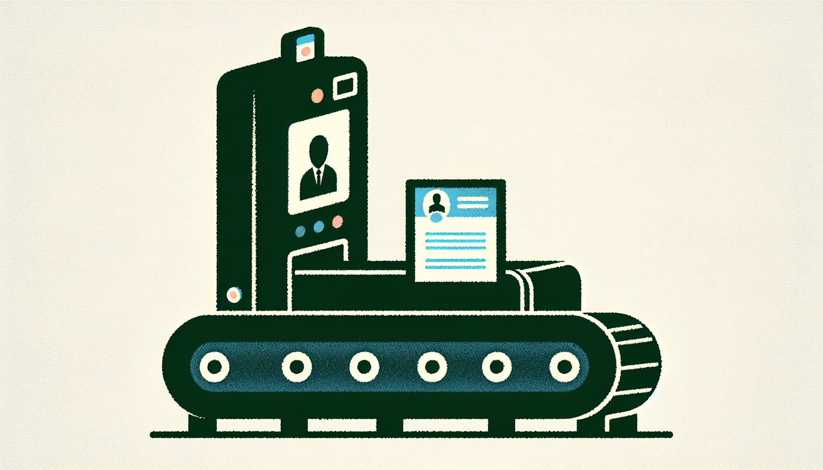 Minimalist illustration of a conveyor belt turning a blurry surveillance photo into an official-looking document, representing 'evidence laundering'.
