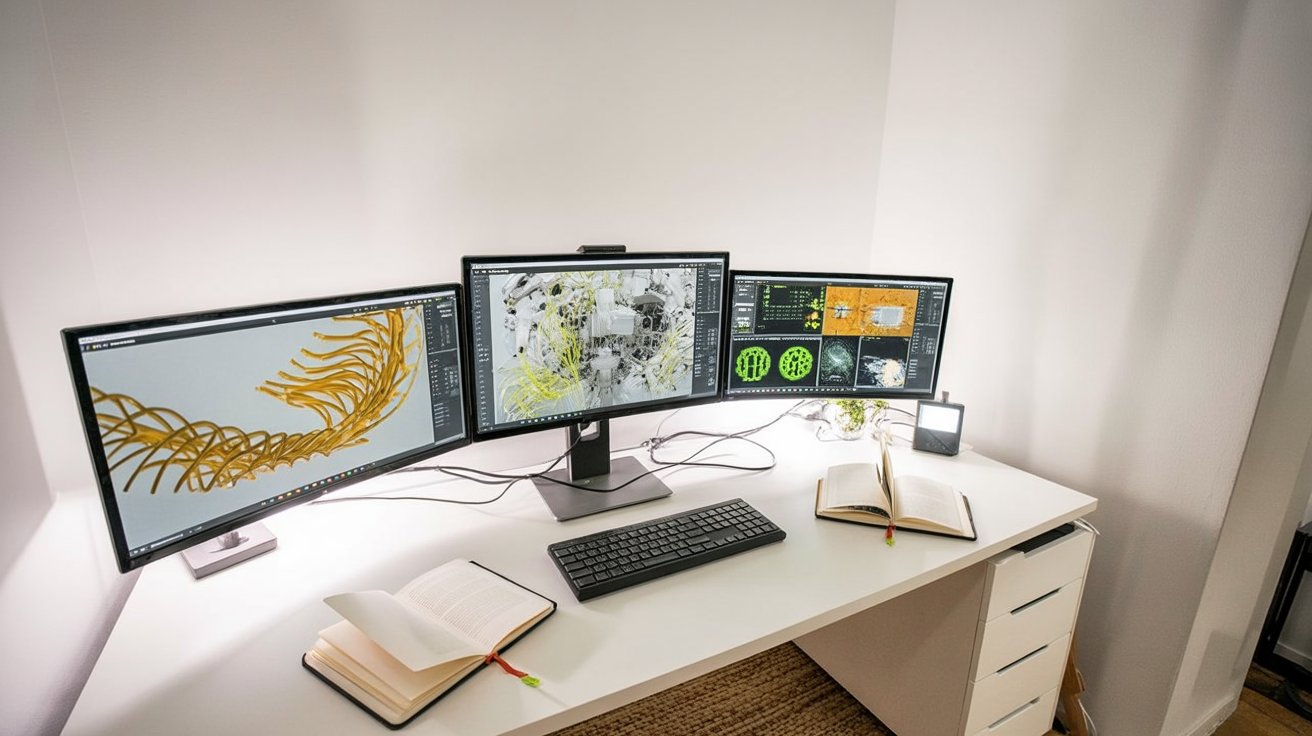 A modern workstation set up for running local AI models