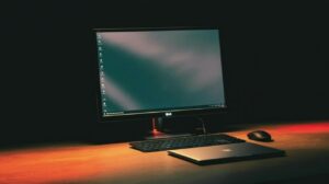 lg monitor app installer: An LG monitor on a Windows desktop setup