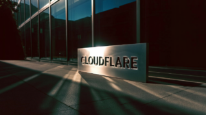 cloudflare ai crawler blocking: Cloudflare office sign outside a modern office building