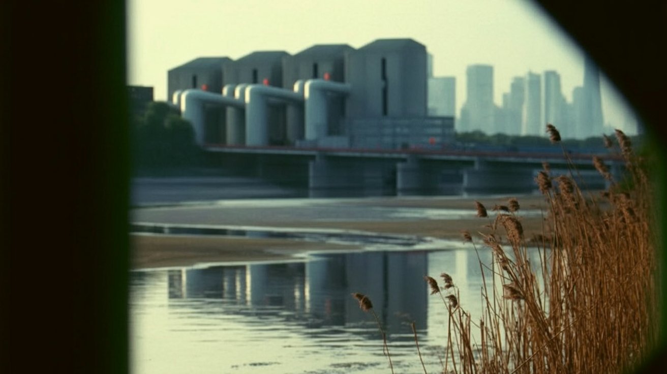 Beckton desalination plant on the River Thames in London, showing the industrial facility built to provide emergency water during droughts