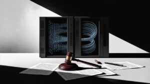 Sheet music and legal documents representing a music publishing copyright lawsuit against an AI company.