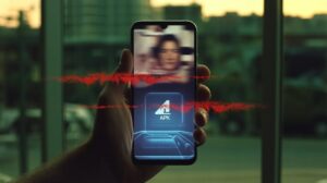 Smartphone displaying social media advertisements linked to Android banking malware