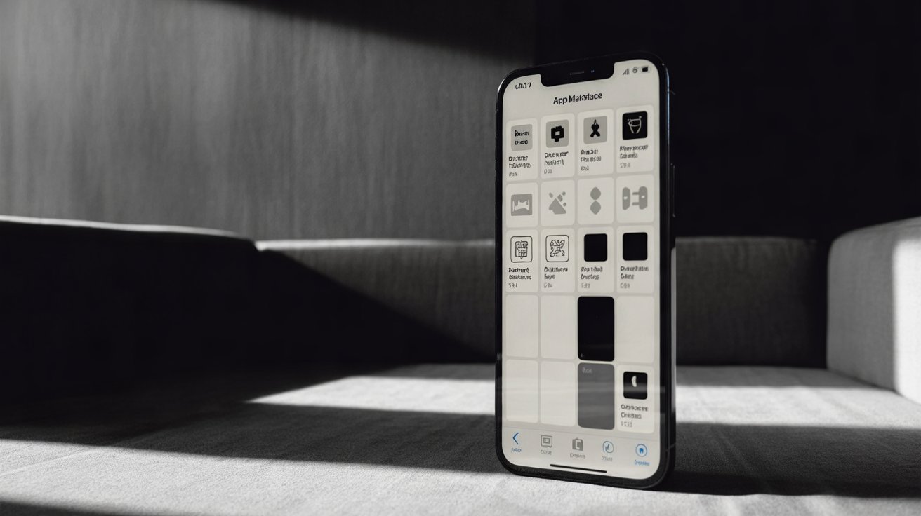 An iPhone displaying an app marketplace screen