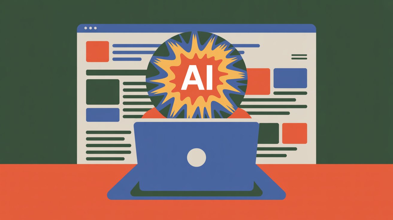 Illustration of a reader getting an AI-generated summary instead of opening the original news source.