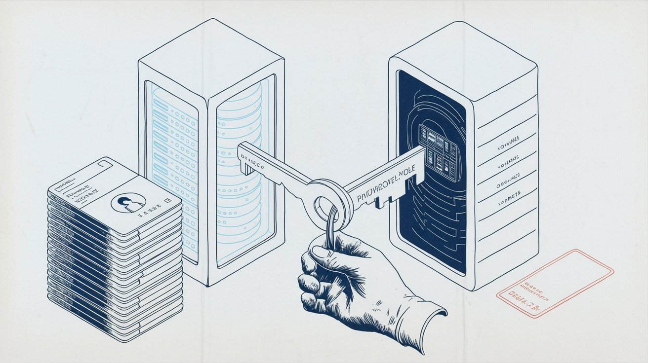 Illustration showing website domains transferred to a privacy company while people-search profile data remains on a separate server.