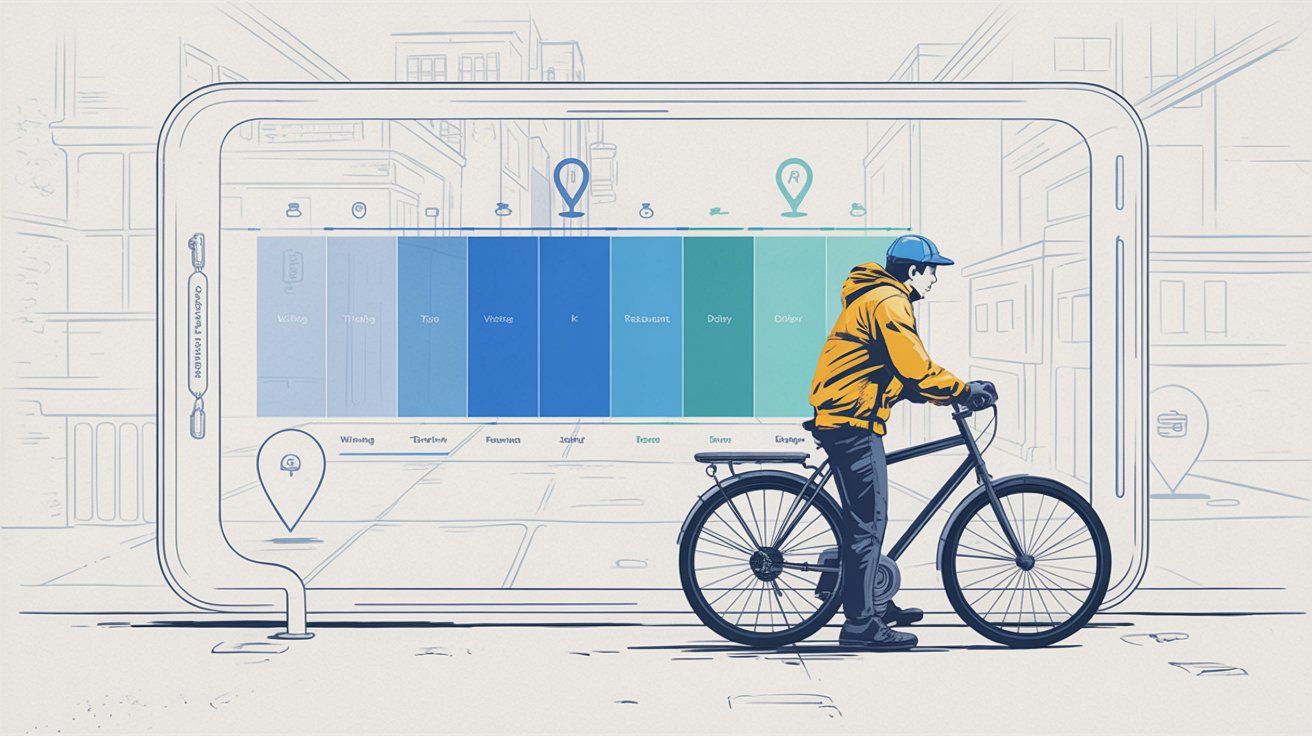 Editorial illustration showing delivery app work time divided into counted and previously excluded segments