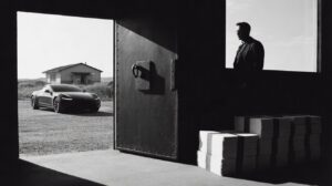 Elon Musk beside a Tesla, representing the stock at the center of the article's investigation.