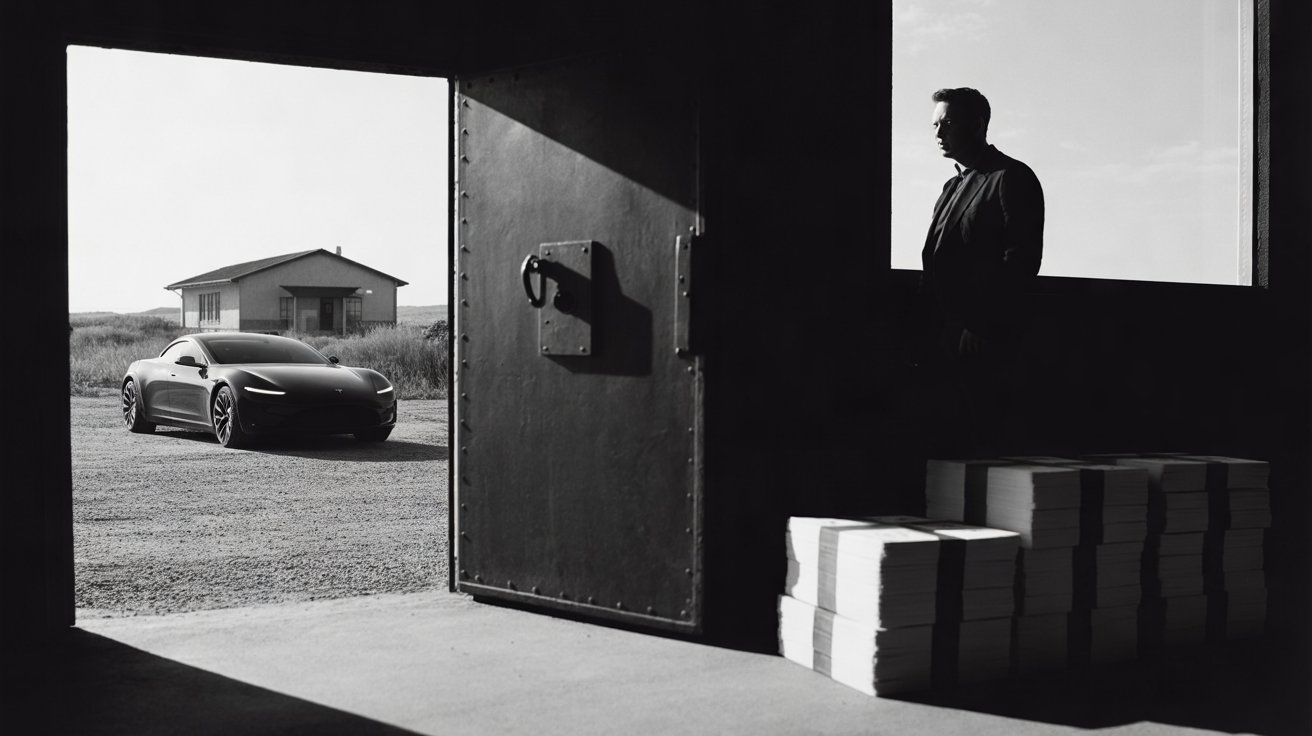 Elon Musk beside a Tesla, representing the stock at the center of the article's investigation.