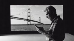 The Mackinac Bridge, used as the logo for a Michigan political news site funded by a super PAC.