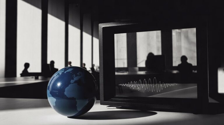 Euronews broadcast studio with its globe logo