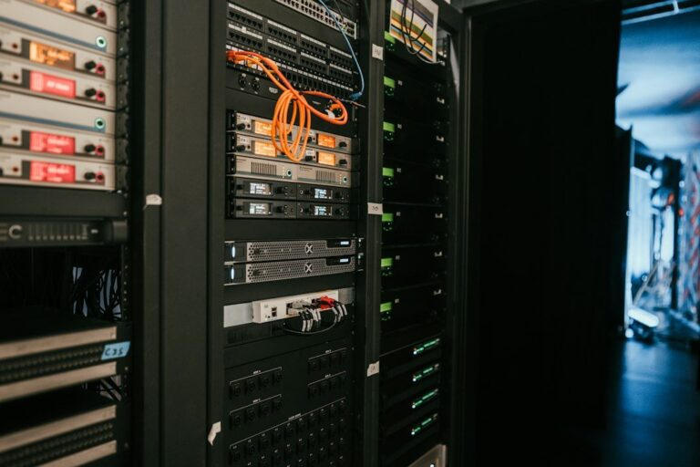 Rows of server racks representing the infrastructure behind Wikipedia and Wikidata.