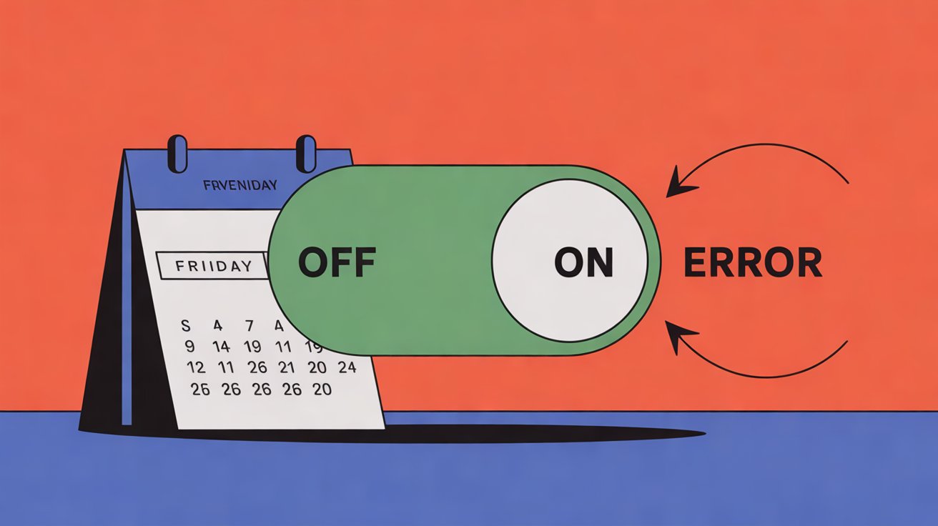 An advertising account switch is off during a weekend, then back on with the reversal labeled error.