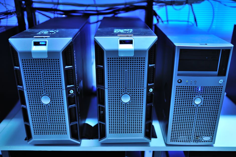 A seized rack of SIM-server equipment used to operate a phone-number farm.